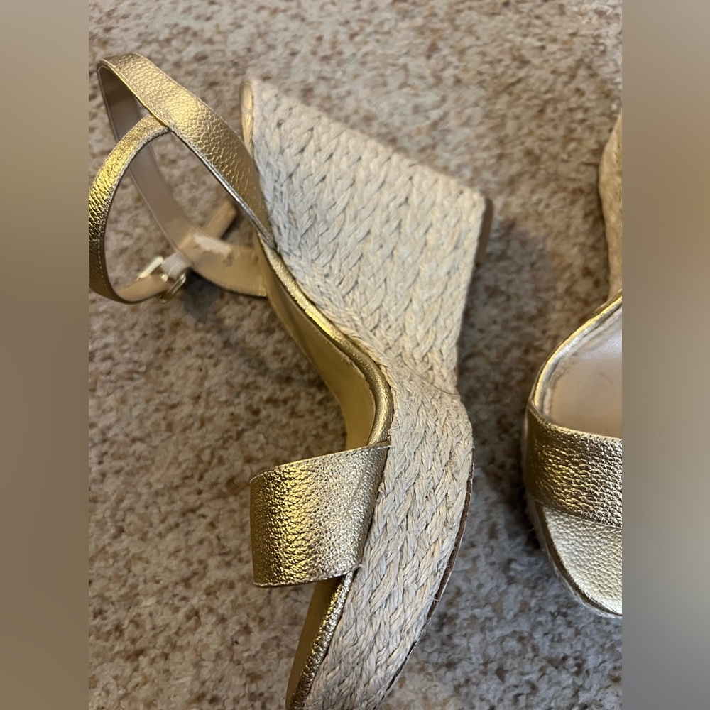 Michael Kors Jill Gold Espadrille Wedge Sandals - Picture 3 of 12